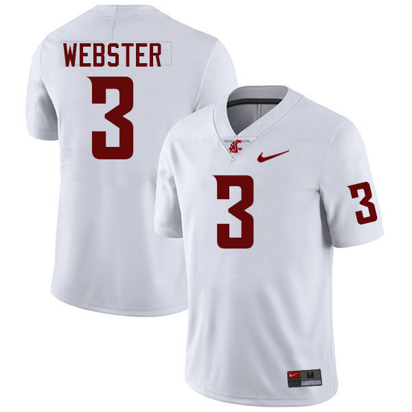 Men #3 Syrus Webster Washington State Cougars College Football Jerseys Stitched-White